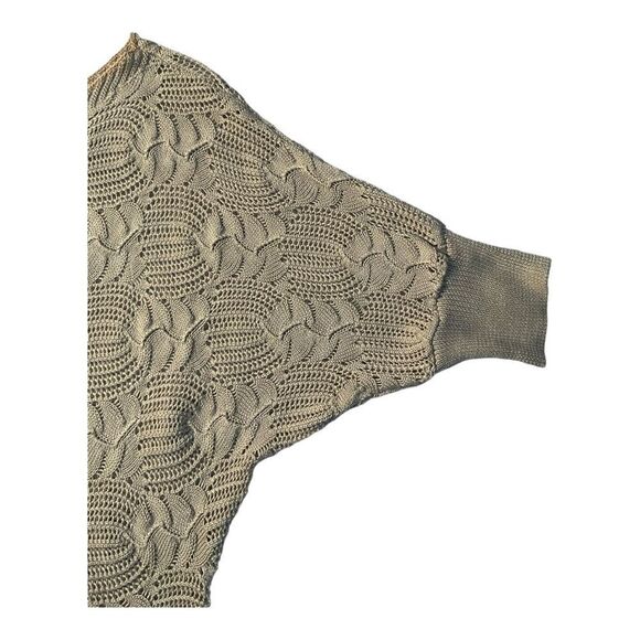 CKLASS Women’s Vintage Beige Ivory Knit Crotchet Mid Sleeve Sweater Blouse M - Picture 2 of 9